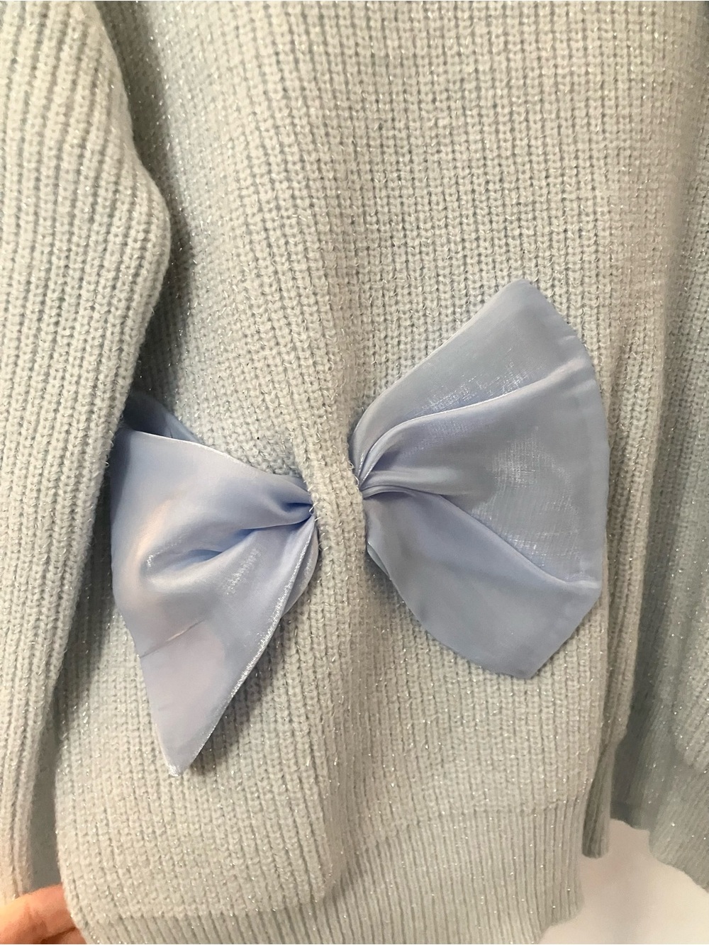 NWT Simply Southern Ice Blue Elliana Bow Sweater Size Large Coquette - Picture 3 of 6
